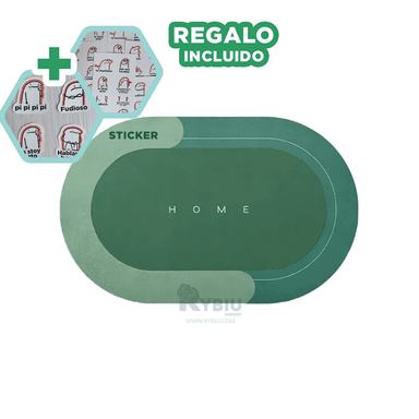 PISO BAÑO RYBIU HO29295 VERDE ALFOMBRA SUAVE COMODO OVALADO + REGALO STICKERS