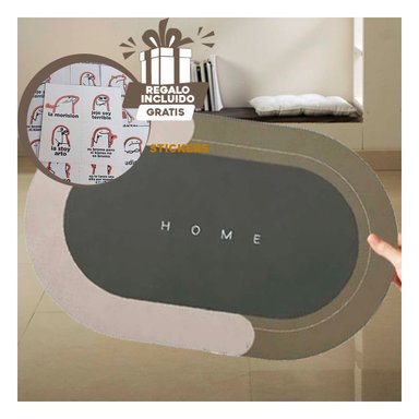 PISO BAÑO RYBIU HO29294 MARRÓN ALFOMBRA SUAVE COMODO OVALADO + REGALO STICKERS