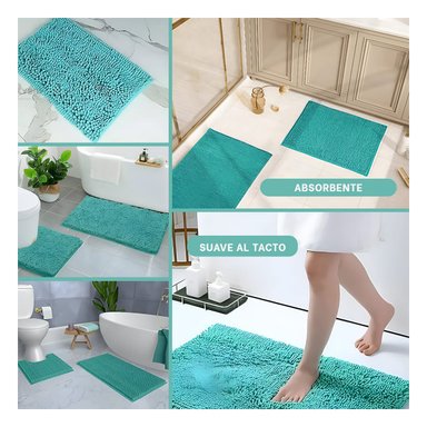ALFOMBRA RYBIU HO29300 60 X 40 CM MODERNA PARA BAÑO RECTANGULAR VERDE + REGALO AGENDITA