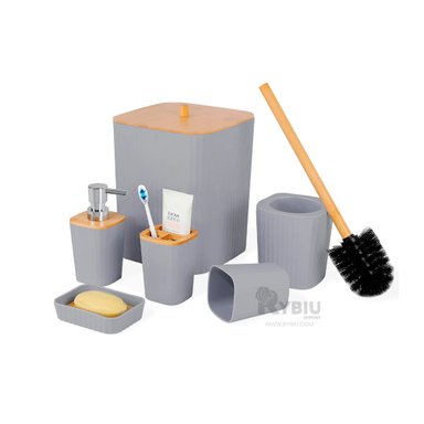 SET RYBIU HO29447 6 PIEZAS PARTES DE BAÑO EN GRIS + REGALO LIGAS PARA PEINAR