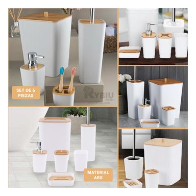 SET RYBIU HO29446 6 PIEZAS CLASIFICADOR DE ARTICULOS DE BAÑO BLANCO + GIFT STICKERS