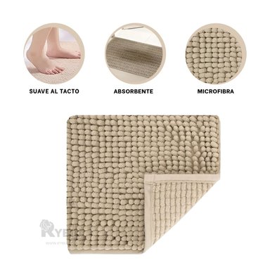ALFOMBRILLA RYBIU HO29301 60 X 40 CM MODERNA UTIL PARA DUCHA CREMA + REGALO LIGAS PARA PEINAR