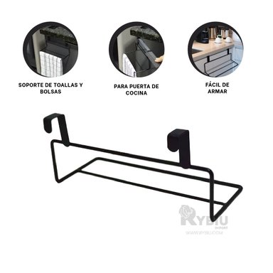 COLGADOR PARA TOALLAS DE COCINA RYBIU HO29724 NEGRO + GIFT STICKERS