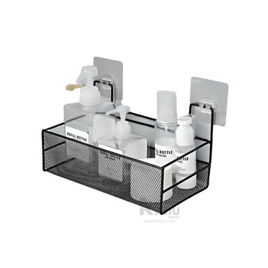 CESTO RYBIU L-0953 METAL NEGRO UTIL BAÑO PARED + REGALO LIGAS PEINAR