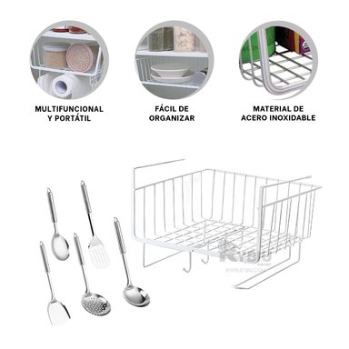 CESTO RYBIU HO29733 METAL BLANCO ORGANIZADOR + REGALO LIGAS PEINAR