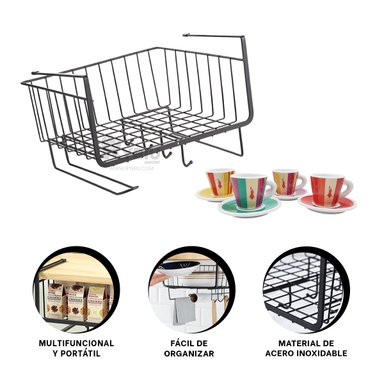 CESTO RYBIU HO29734 METAL NEGRO ORGANIZADOR + REGALO LIGAS PEINAR