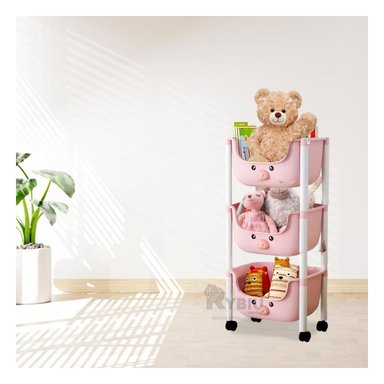ESTANTE INFANTIL RYBIU HO29673 ROSADO DISEÑO CHANCHO + GIFT STICKERS - 2