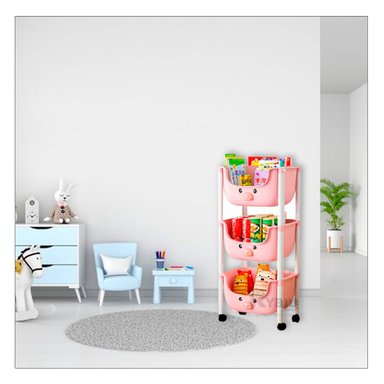 ESTANTE INFANTIL RYBIU HO29673 ROSADO DISEÑO CHANCHO + GIFT STICKERS - 4
