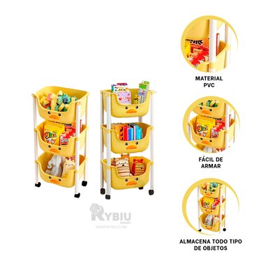 ESTANTE RYBIU HO29672 AMARILLO NIÑOS DISEÑO PATO + GIFT STICKERS