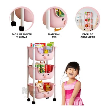 ESTANTE RYBIU HO29673 ROSADO NIÑOS CON 3 NIVELES + REGALO AGENDITA