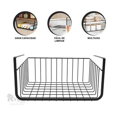 CESTO RYBIU L-0957 METAL NEGRO SUSPENDIDO CROMADO + STICKERS