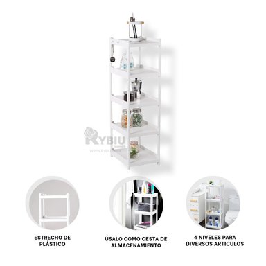 REPISA RYBIU HO29697 BLANCO CON RUEDAS Y 4 NIVELES + GIFT STICKERS