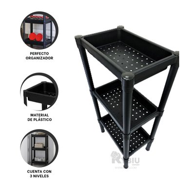 REPISA RYBIU HO29700 NEGRO PLASTICO 3 NIVELES + REGALO STICKERS - 2