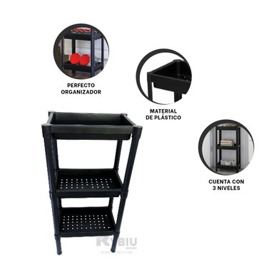 REPISA RYBIU HO29700 NEGRO PLASTICO 3 NIVELES + REGALO STICKERS - 4
