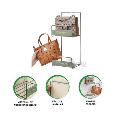 REPISA DE BOLSOS EN VERDE Y+REGALO LIGAS PARA PEINAR