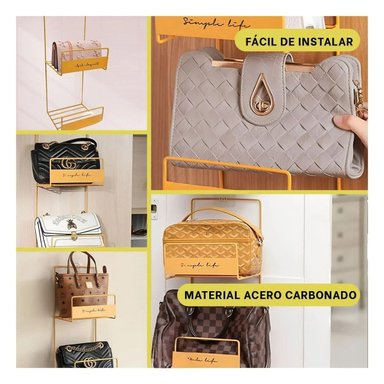 SOPORTE DE CARTERAS AMARILLO 2 NIVELES 45X17X19CM USO DIARIO Y+POST IT