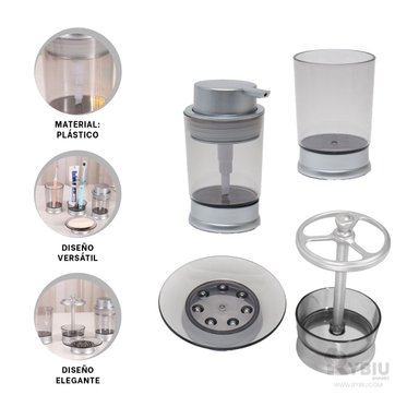 SET RYBIU HO30200 4 PIEZAS PARA BAÑERA PLATEADO + REGALO AGENDITA