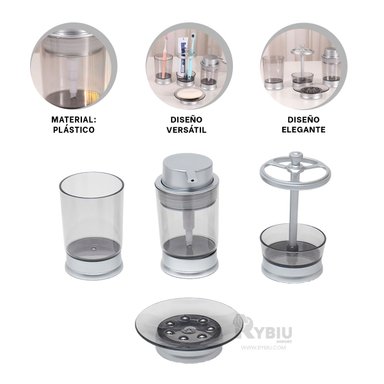 SET RYBIU HO30200 4 PIEZAS IDEAL Y ACCESIBLE TONO PLATEADO + ENVOLTORIO DE REGALO