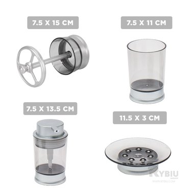 SET TOCADOR RYBIU HO30200 4 PIEZAS MODERNO PARA BAÑO EN PLATEADO + GIFT MINIAGENDA