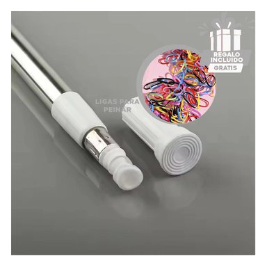 SET BARRA CORTINAS RYBIU HO30833 GRIS PLOMO PALO PRACTICO 70 CM 1.20M + REGALO LIGAS PEINAR