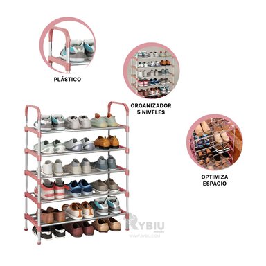 ZAPATERA RYBIU HO29602 ESTANTE SEGURO CON 5 N + REGALO LIGAS PEINAR ROSADO