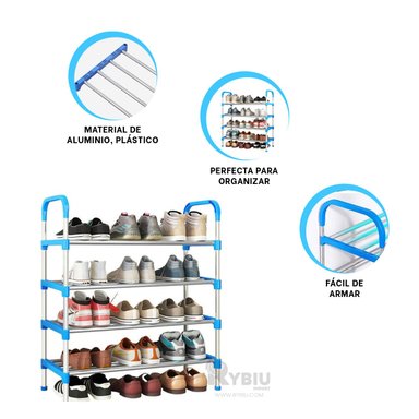 PORTAZAPATOS DURADERO DE 4 NIVELES CELESTE Y+REGALO AGENDITA - 3