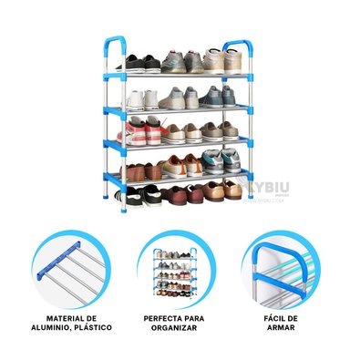 PORTAZAPATOS DURADERO DE 4 NIVELES CELESTE Y+REGALO AGENDITA - 4