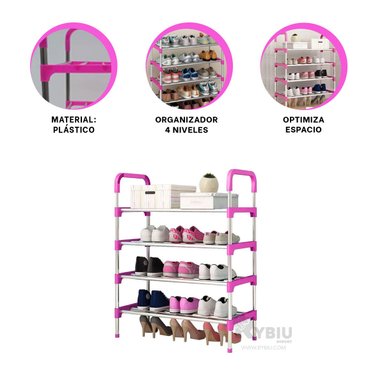 ZAPATERA RYBIU HO29605 ROSADO VERSATIL Y MODERNO 4 N + PAPEL REGALO - 4