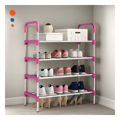 ESTANTE RYBIU HO29605 ROSADO ESTABLE CALZADO 4 N + LIGAS REGALO - 2