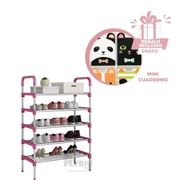 ZAPATERA RYBIU HO29602 PORTAZAPATOS AGRADABLE 5 NIVELES + REGALO AGENDITA ROSADO