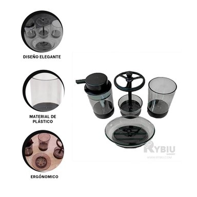 LINEA UTIL TOCADOR RYBIU HO30199 4 PIEZAS PERFECTO NEGRO + GIFT STICKERS