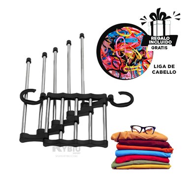 COLGADOR DISEÑO 5 EN 1 EN NEGRO Y+REGALO LIGAS PARA PEINAR