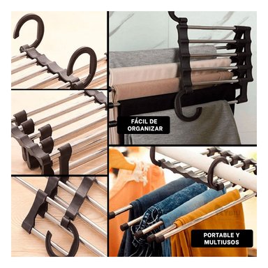 SET PERCHERO RYBIU HO30797 COLGADOR FUNCIONAL DURABLE NEGRO + BANDERITAS ADHESIVAS