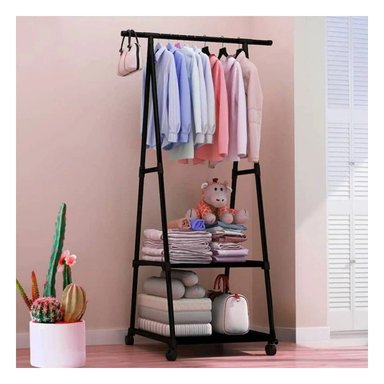 IMPLEMENTO TRIANGULAR CON RUEDAS NEGRO PARA TRASLADAR ROPA Y ACCESORIOS Y+LIGAS REGALO