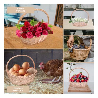 SET ENVASE RYBIU HO32329 MIMBRE MARRON FRUTAS PLASTICO + BANDERITAS ADHESIVAS