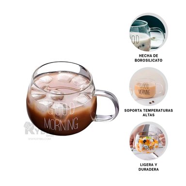 VASO PRACTICO DE 350ML GOOD MORNING Y+LIGAS DE REGALO