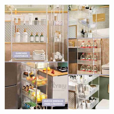 REPISA RYBIU HO29677 TRANSPARENTE 4 NIVLES CON 4 RUEDAS ACRILICO + GIFT MINIAGENDA - 3