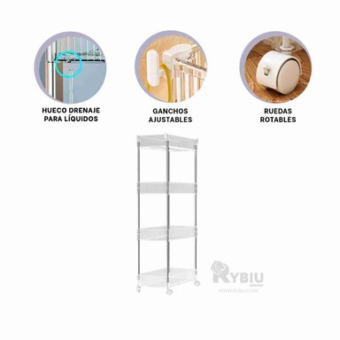 REPISA RYBIU HO29677 TRANSPARENTE 4 NIVLES CON 4 RUEDAS ACRILICO + GIFT MINIAGENDA - 4