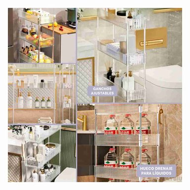 CARRITO RYBIU HO29677 TRANSPARENTE RESISTENTE COCINA ACRILICO + PAPEL REGALO - 3