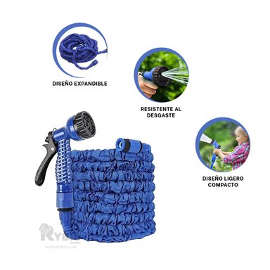 MANGUERA RYBIU HO30769 TUBO LAVADO AUTOS AZUL 15 M + REGALO STICKERS