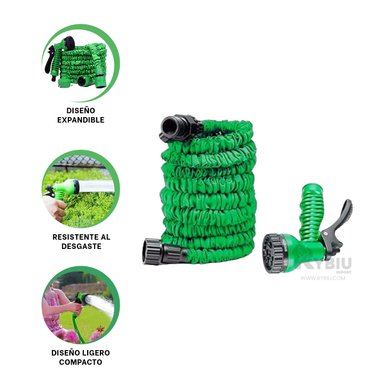 MANGUERA RYBIU HO30768 MANGUERILLA DURADERO VERDE 30 M + REGALO LIGAS PEINAR