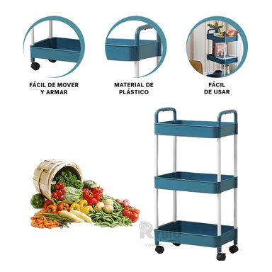 ESTANTERÍA RYBIU HO30739 AZUL FLEXIBLE 3 PISOS + GIFT STICKERS - 2