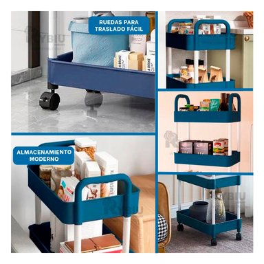 ESTANTE CON MOVILIDAD COLOR AZUL Y+PAPEL DE REGALO