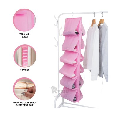 ORGANIZADOR RYBIU HO30836 ROSADO ROPERO + REGALO STICKERS - 2