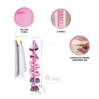 ZAPATERA RYBIU HO30836 ROSADO MINIMALISTA + PAPEL REGALO - 2