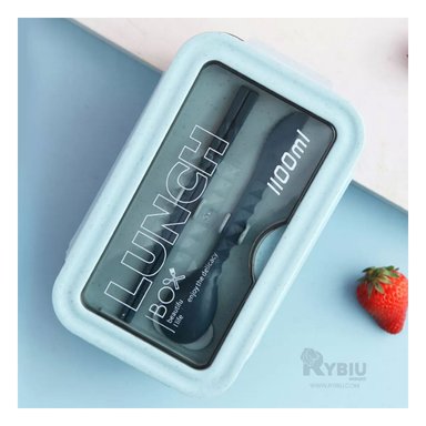ENVASE COMPACTO PARA COMIDA AZUL Y+ENVOLTORIO DE REGALO - 2