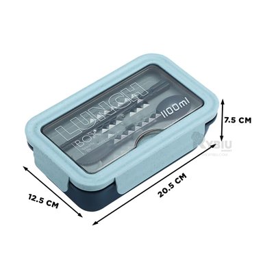 ENVASE COMPACTO PARA COMIDA AZUL Y+ENVOLTORIO DE REGALO - 5