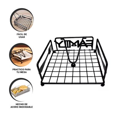 SERVILLETERO RYBIU CO29716 NEGRO SOPORTE PAÑOS LIVIANO + BANDERITAS ADHESIVAS