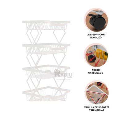 ORGANIZADOR RYBIU CO29690 BLANCO CON CESTAS 4 PISOS + GIFT STICKERS