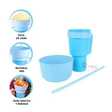 TAZA PARA REFRESCO RYBIU CO29758 CELESTE +BANDERITAS ADHESIVAS